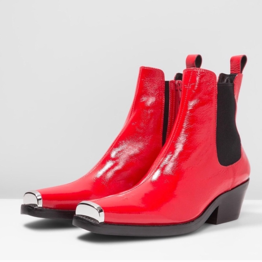 COPY - Jeffrey Campbell Red Hot Poker Steel Toe Boots